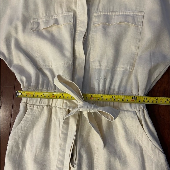 Universal Thread Women's Short Sleeve Linen Boilersuit Casual Jumpsuit Cream 4 - Picture 10 of 13